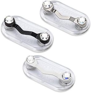 Readerest Magnetic Holders for Glasses, Magnet Pin, (Crystal model of Black, White, & Stainless), Eyeglass magnets for women and men, Name Badge Holder, Pins onto your shirt to keep your glasses safe