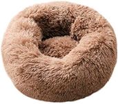 BODISEINT Modern Soft Plush Round Pet Bed for Cats or Small Dogs, Mini Medium Sized Dog Cat Bed Self Warming Autumn Winter Indoor Snooze Sleeping Cozy Kitty Teddy Kennel (20'' D x 8'' H, Coffee)