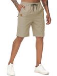 YuKaiChen Men's Shorts Classic Fit Twill Summers Casual Shorts with Zip Pockets Size 32 Khaki