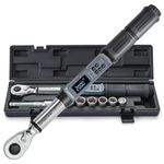 GROWNEER Digital Torque Wrench, 7.38-147.5 Ft-lbs/10-200 nm, 1/2'' Drive Inch Pound Rachet with Buzzer & Colorful LED Indicator, Electronic Torque Wrench Set for Bike Motor Car Auto Repair