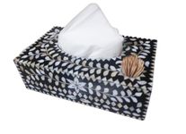 DHARITRI CREATIONS Mother of Pearl Vintage Tissue Box Holder | Napkin Holder | Toothpick Holder I Paper Case Dispenser|Facial Tissue Holder|Tissue Organizer for Household and Car Decor| Black & White