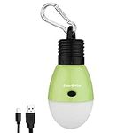 EverBrite Rechargeable Camping Light,Portable Tent Lantern,3 Lighting Modes, Hanging Tent Light Bulbs with Clip Hook for Hiking, Fishing, Backpacking, Emergency and More-Green