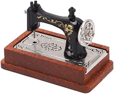 Alomejor Dollhouse Miniature Sewing Machine Vintage Lifelike 1/12 Dollhouse Sewing Machine Model for Decoration(Dark Brown)