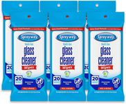 Sprayway Glass Cleaner Wipes, 20ct, Pack of 6 | On-the-Go Resealable Package, Pre-Moistened | Original Ammonia-Free Formula | Removes Fingerprints, Dust, Dirt | All Glass Surfaces