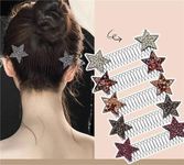 5 Pcs Star Hair Clips, Metal Wire Combs - Big Bang Holder, Updo Styling Tool, Invisible Hairstyle Accessories for Girls and Women