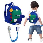 Miraitowa Toddler Anti-Loss Backpack with Prevent Loss of Hand Bowl Belt, 3 in 1 Cute Small Dinosaur Backpack 8.2 Feet Safety Leash and Wrist Strap for 2-4 Years Old Girl and Boy