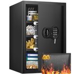 4.0 Cu ft Digital Home Security Safe Box with Fireproof Waterproof Bag, Large Safe with Programmable Keypad and 3 Removable Shelf, Anti-Theft Document Safe for Money Medicines Jewelry Valuables