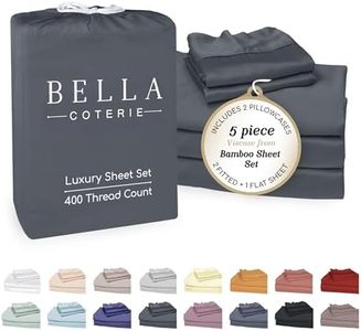 Bella Coterie Luxury Bamboo Viscose Split King Size Sheet Set | 2 Fitted Sheets for Sleep Number & Adjustable Beds | 100% Organically Grown | Cooling & Ultra Soft | 18” Deep Pocket [Charcoal Grey]