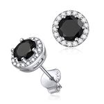 ChicSilver Black Cubic Zirconia Earrings Studs 7MM Round Cut Black Diamond Earrings Hypoallergenic Earrings for Women 925 Sterling Silver Gifts for Mothers Day