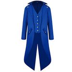 H&ZY Men's Steampunk Vintage Tailcoat Jacket Gothic Victorian Frock Coat Uniform Halloween Costume, Blue, 4X-Large