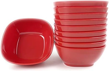 EWEIGEER 4.4-inch Melamine Dessert Bowl Kids Plastic Bowls,Small Bowl For Ice Cream Snacks Rice Salad Soup Cereal.Set of 10(Red)