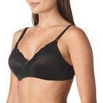 Maidenform Women's Comfort Devotion Extra Coverage Wire Free Lift and Lace Full Cup Everyday Bra, Black/Body Beige, 34C