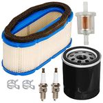 HIFROM 11013-7024 Air Filter with 49065-7010 Oil Filter Fuel Filter Spark Plug Tune Up kit fit for Kawasaki FH601V FH641V FH680V FH721V John Deere 717A 727A GT245 GX255 GX335 335