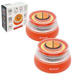 KRASER KR4V16NP2 Pack 2 Road Flares, V-16 Emergency Light Disc Beacon, Safety Flashing Warning Light with Magnetic Base, Autonomous, Compact and Lightweight & Lantern with Hanger