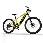 vaan Stelvio Premium Electric MTB Cycle, Yellow- (70 Km Range, Removable Battery,3 Level Pedal Assist, 3 Riding Modes, Hydraulic Disc Brakes, 7 Speed Derailleur, Front Lockout Suspension,18" Frame)