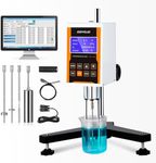 Digital Rotary Viscometer with 4 Rotors and Temperature Probe, Lab Viscosity Meter with Data Output Inks, Paints, Coatings, Adhesives, Greases, Cosmetics 10-2,000,000Mpa.S, Accuracy:±3.0% NDJ-8S