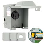 OPL5 50Amp Power Outlet Box with Pre Punched Knockouts, 125/250 Volt Power Outlet Box, Enclosed Lockable Weatherproof RV Receptacle Panel, Nema 14-50R Box for Camper Trailer, ETL Listed (50A CA)