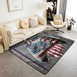 American Flag Area Rug 150x200cm,United States Rug,Boys Gamer Usa Stars and Stripes Carpet for Bedside,Grunge Aged Grey Red Blue Fourth Of July Independence Day Painted Gamepad Washable Decorative Rug