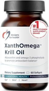 Designs for Health XanthOmega - Krill Oil with 12mg Astaxanthin - Antioxidant, Phospholipids + EPA/DHA Omega 3 - Cardiovascular, Skin + Eye Health Supplement (60 Softgels)