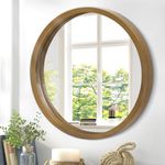 JJUUYOU Circle Wall Mirror 40CM Round Wall Mirror for Bathroom, Farmhouse Bronze Circular Mirror Washroom Wall Decor Wood Frame Mirror for Living Room, Bedroom, Dorm Decorative