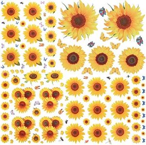 135 Pcs Sunflower Wall Sticker, Removable 3D Waterproof Decor for Kids, Mother's Day, Bathroom, Kitchen - Decorative Decals
