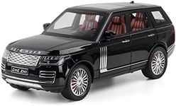 1:24 Land Rover Range Rover SUV Car Model Simulation Sound and Light Pull Back Alloy Car Collection Ornaments Boy Toy Car Gifts (Black)