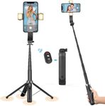 UTEBIT 40 inch Selfie Stick Tripod with Remote, 4-Legs Selfie Stick with Light Compatible with Android Samsung iPhone