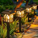 BUCASA Solar Lights Outdoor Garden, 6 Pack Garden Lights Solar Powered Waterproof with Warm White Light, Retro Solar Garden Ornaments Outdoor Path Lights for Landscape, Patio, Yard, Pathway