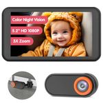 LUCKVIEW Car Camera for Baby, 5.2” 1080P Screen Baby Car Camera with Full-Color Night Vision, 360°Rotating Adjustable Car Baby Camera, Full Crystal Clear View for Back Seat Rear Facing (BM2)