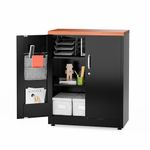 METALTIGER Metal Storage Cabinet with Doors, 40" H Small Cabinet, Locking Storage Cabinet with Doors, Shelves & Accessories for Garage, Office, Home (Black & Woodlike Top)