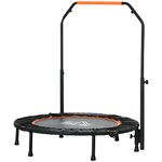 HOMCOM 40" Foldable Mini Trampoline Fitness Trampoline Rebounder for Adults w/Adjustable Foam Handle, for Indoors, Outdoors, Cardio Training, Orange