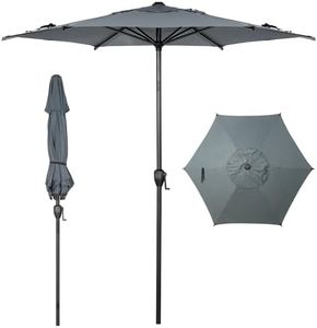 Abba Patio 11FT Lyon Outdoor Patio Umbrella Outdoor Table Umbrella with Push Button Tilt and Crank Market Umbrella 8 Sturdy Ribs UV Protection Waterproof for Garden Deck Backyard Pool Grey