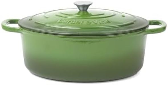 Larder & Vine 8 qt Oval Enameled Cast Iron Dutch Oven Pot, Okra
