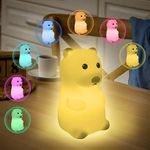 Bemodst Night Light for Kids, Cute Bear Night Light, Baby Night Light, 7 Color LED Portable Bedroom Lamp, Dimmable Touch Control Rechargeable Night Light, Bedroom Sleep Decoration Kids Gift