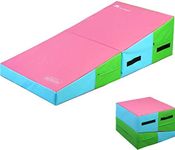 M HI-Mat Incline Gymnastics Mat Wedge Tumbling Mat,Folding Wedge mat for Kids Tumbling Indoor,47.2"x23.6"x13.8"/55''x27.5''x14''