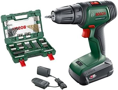 Bosch Home & Garden Cordless Drill Driver UniversalDrill 18 with 91 Piece V-Line Accessory Set (1 Battery, 18 V System, 1.5 Ah)