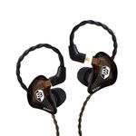 in Ear Monitor Headphones for Musicians, BASN Bsinger 2nd Generation Sound Isolating Earphones with Dual Dynamic Drivers Detachable MMCX Cable (Brown)