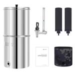 FACHIOO 2.25G Water Filter System, NSF/ANSI 42 Certified, with 2 Black Carbon Filters and Stainless Steel Spigot, Reduce Chlorine, for Home, Camping, RVing, Off-Grid, Emergencies