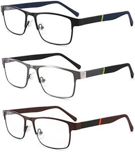 3-Pack Reading Glasses for Men Blue Light Blocking Trendy Metal Frame Computer Readers Antieye Strain/Glare Uv Ray Filter Eyeglasses(+2.25 Magnification Strength)