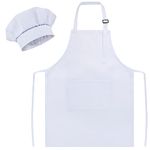 Sunland Kids Apron And Hat Set Children Chef Apron For Cooking Baking Painting White