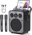 MLOVE D5 Professional Karaoke Machine for Adults with Bluetooth and 2 Wireless Microphones, Portable PA System Speaker, Recording, Reverb, Guitar Amp for Home Party and Outdoor Events, 200W, Black
