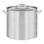 Royal Catering Induction Pot Stockpot with Lid RCST-25E3 (25 L, Stainless Steel, Pouring Rim, for Induction, Gas and Electric and Other Cooking Plates)