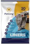 Pettiny 20 Cat Litter Tray Liners with Drawstrings Scratch Resistant Bags for Medium and Large Litter Box