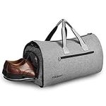 Puersit Garment Bag Large Duffel Bag Carry on Suit Travel Bag for Men Women Travel & Sports, 2 in 1 Hanging Suitcase Suit Business Travel Bag with Shoe Bag (Grey)