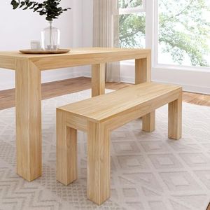 Plank+Beam Modern Dining Room Bench (49in / 1244mm), Blonde Wirebrush