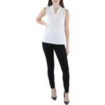 Anne Klein Women's Solid Triple Pleat Top White