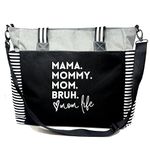 Brooke & Jess Designs Mommy Bag for Hospital - Mama Bear Mom Tote Bag - Mom Bags for Women, Maternity Gift Bags for Mamas, Mom Mommy, Mom, Bruh Lou Lou Gray, Large