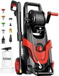 2026Upgraded Pressure Washer 4800PSI w/4 Quick Connect Nozzles, Inlet Hose & Filter&500ML Soap Tank, High Cleaning Machine for Cars/Fences/Driveways/Patios/Home Cleaning,Red