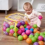 Vinsani 100 Multicoloured Soft Plastic Play Pit Balls Non Toxic and BPA Free with Clear PVC Carry Bag for Indoor Outdoor Swimming Pool Ball pit Trampoline Play