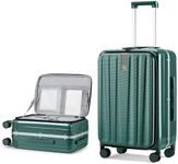 Hanke Carry On Luggage, Suitcase with Wheels & Front Opening, 20in Spinner Luggage Built in TSA Aluminum Frame PC Hardside Rolling Suitcases Travel Bag-Dark Green